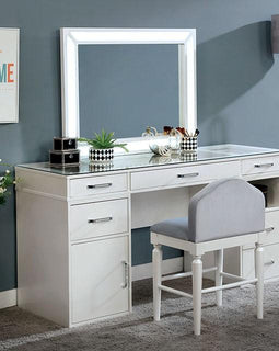 Vickie Vanity Set w/ Stool - Furniture Lobby