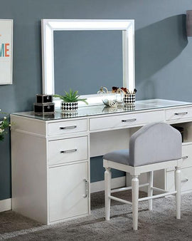 Vickie Vanity Set w/ Stool - Furniture Lobby