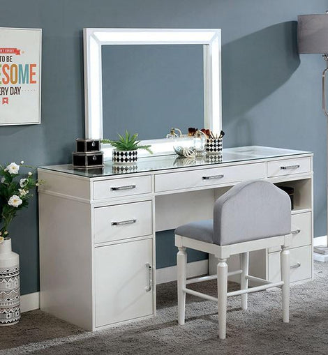 Vickie Vanity Set w/ Stool - Furniture Lobby